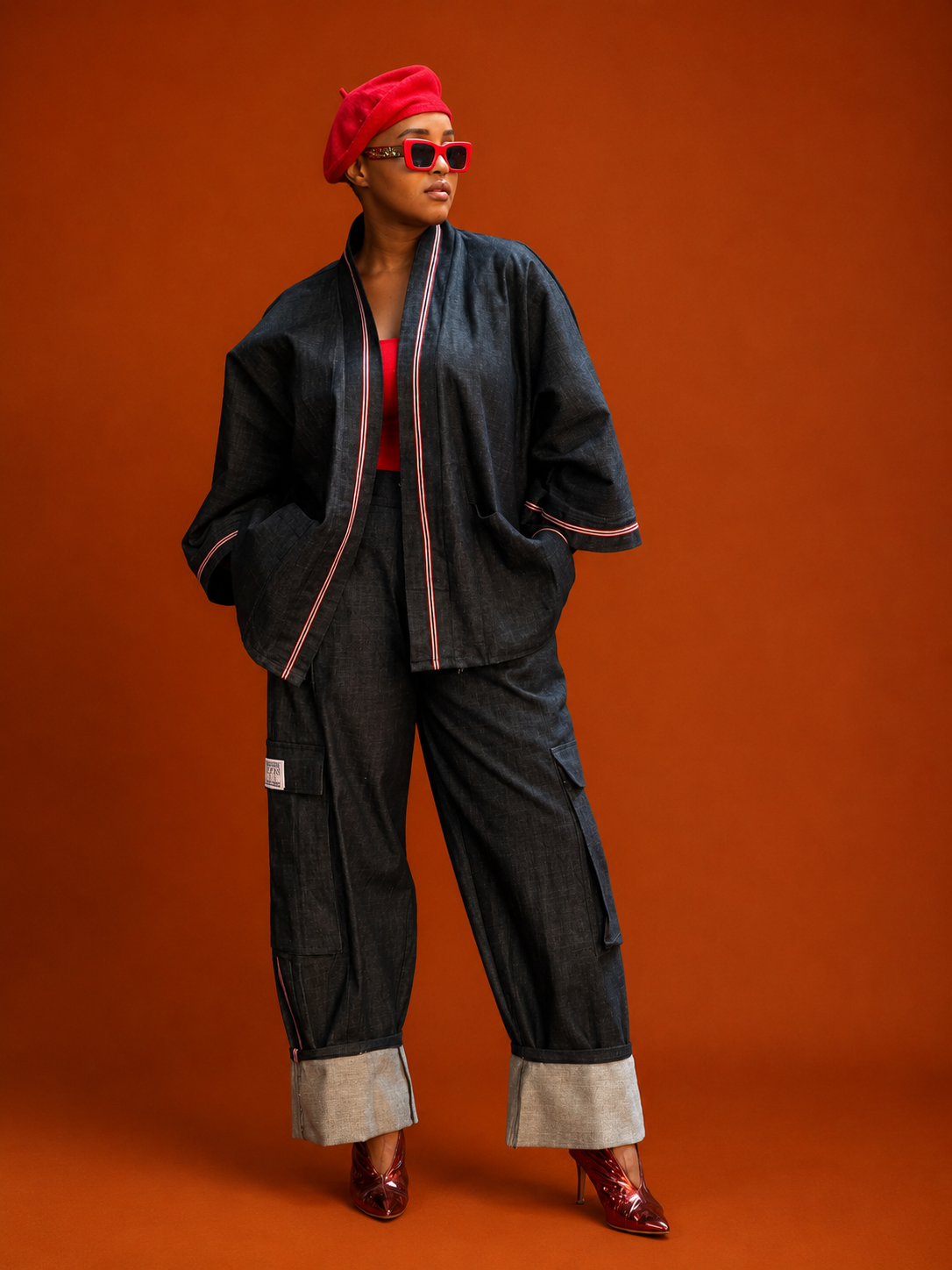 DENIM SET KIMONO