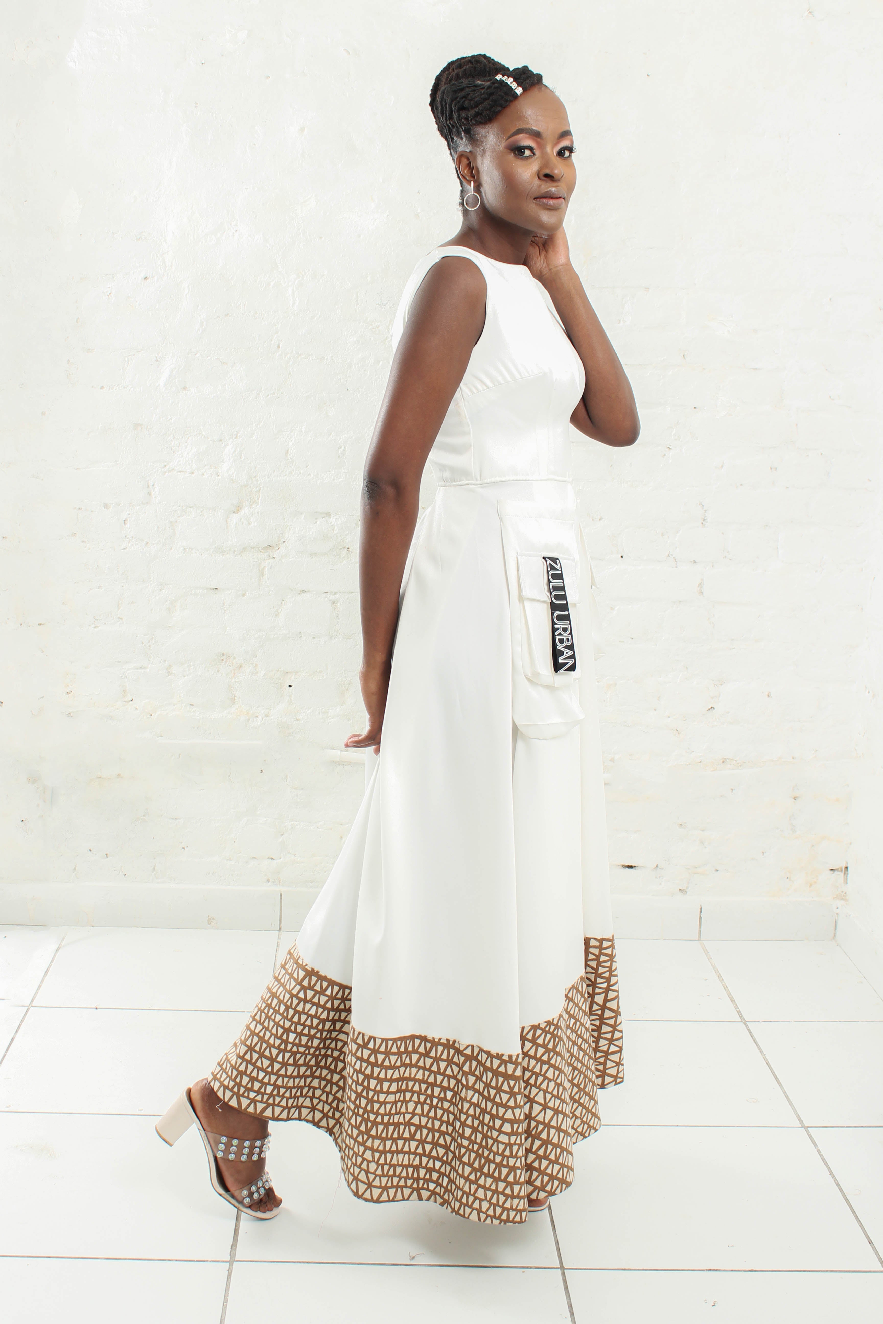 Bulongo Cream Long Dress - URBAN ZULU