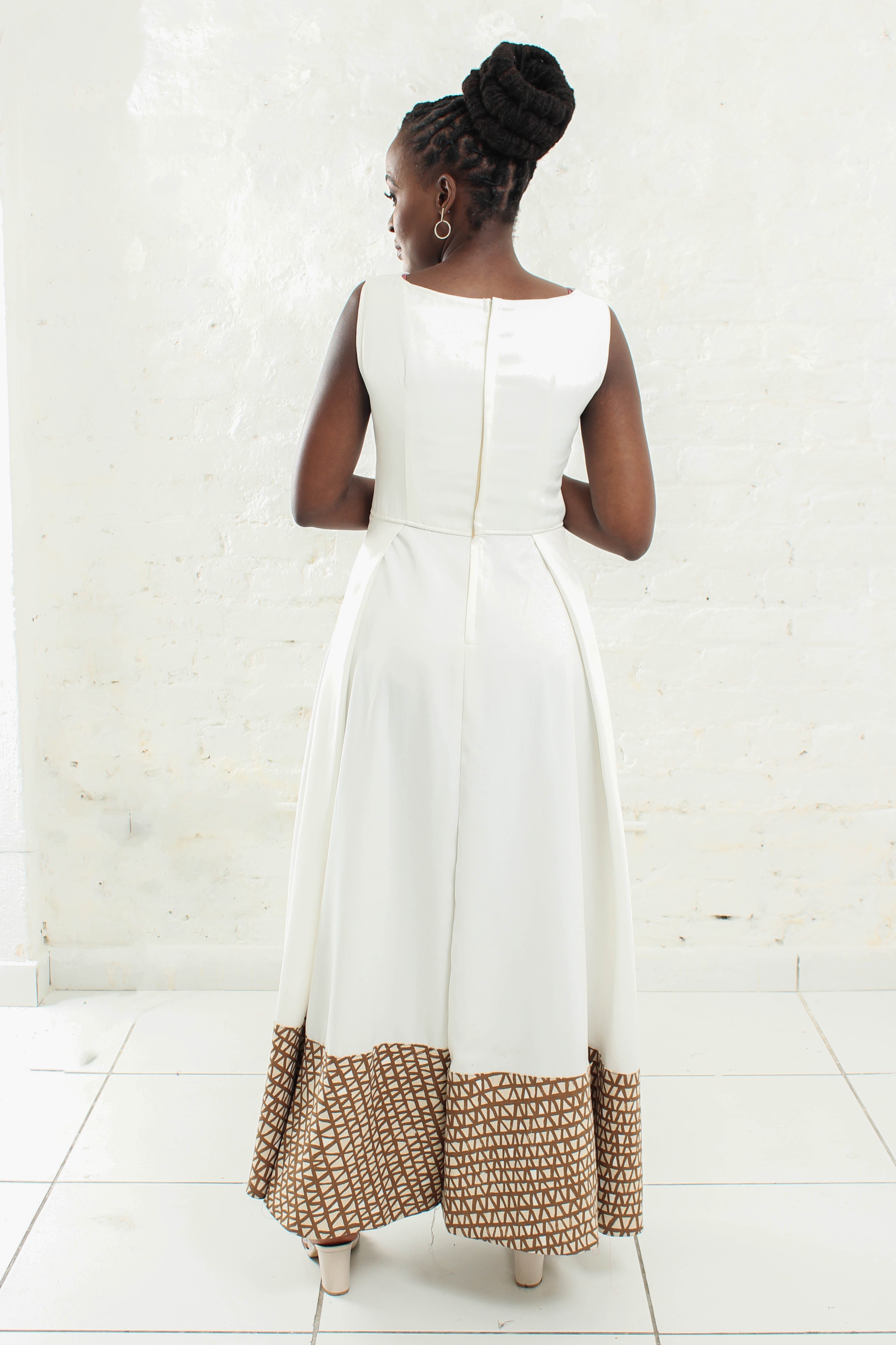 Bulongo Cream Long Dress - URBAN ZULU