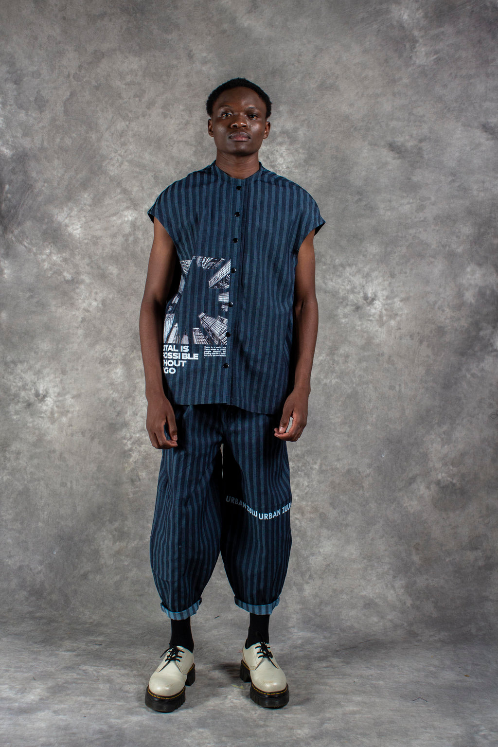 Nvita stripes denim sleeveless shirt - URBAN ZULU