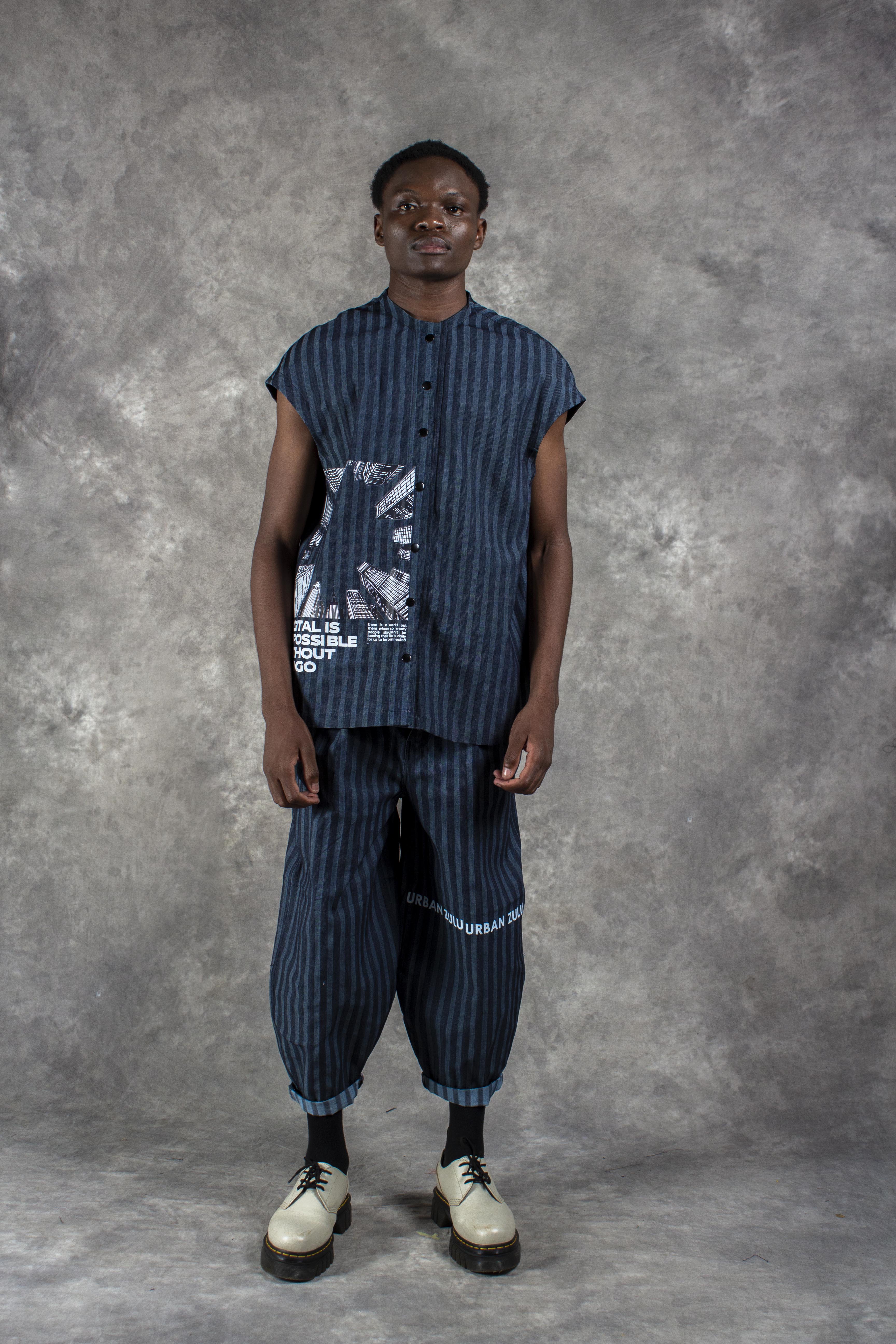 Nvita stripes denim sleeveless shirt - URBAN ZULU