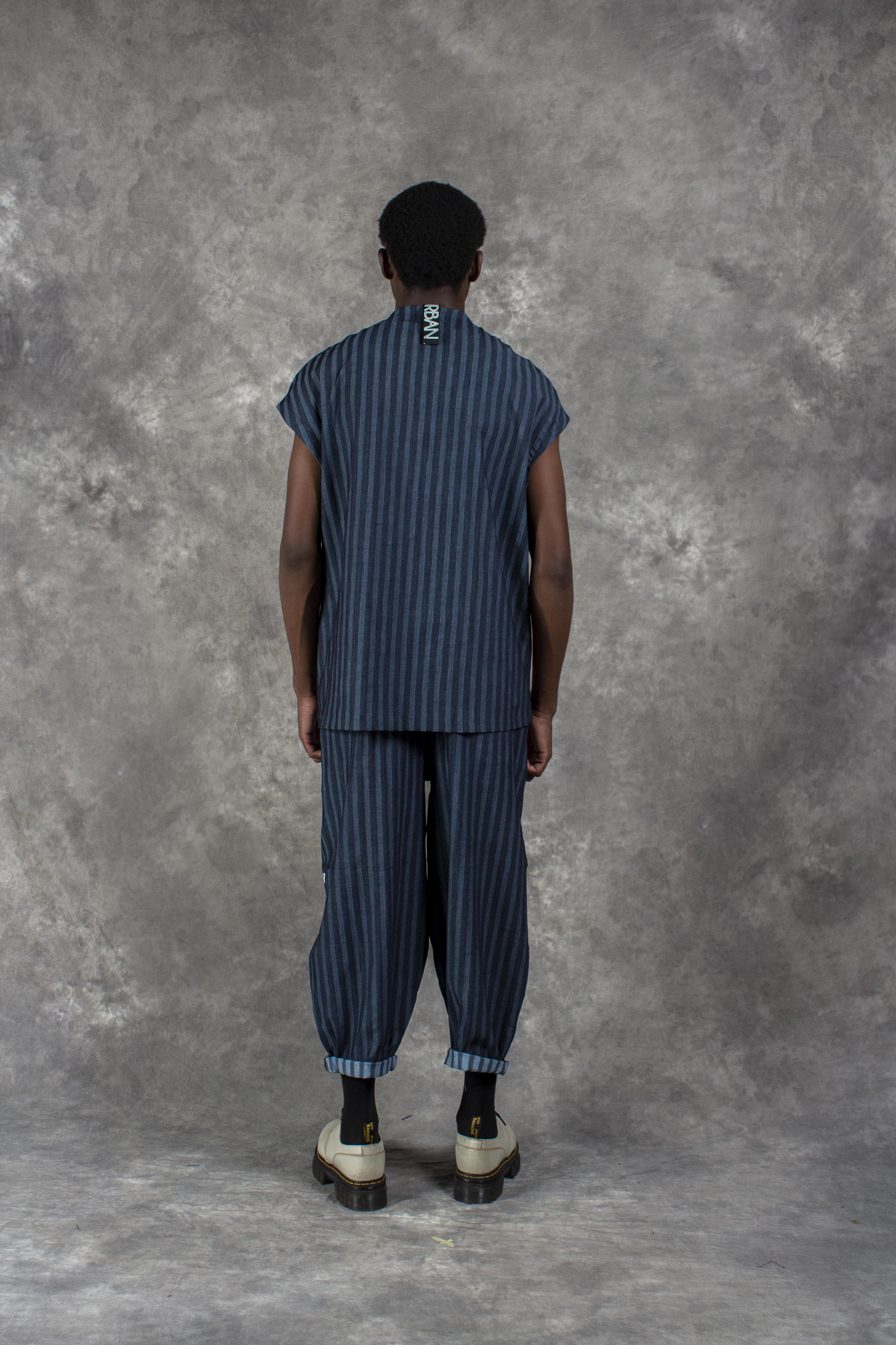 Nvita stripes denim sleeveless shirt - URBAN ZULU