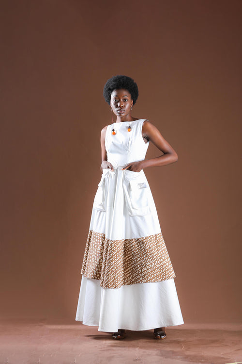 Bulongo Cream Long Dress - URBAN ZULU