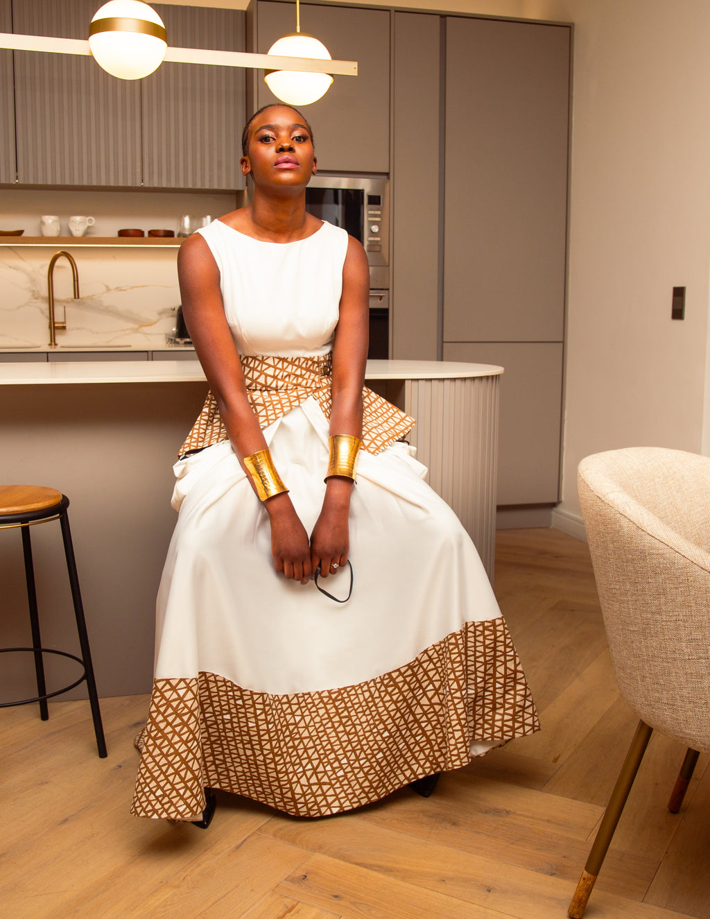 Bulongo Cream Long Dress - URBAN ZULU